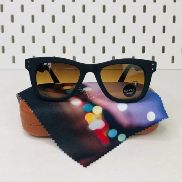 KOMONO sunglasses Allen Black Rubber NEW wayfarer - Picture 3 of 9